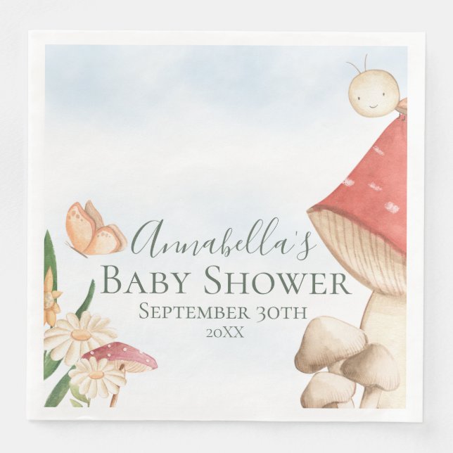 Serviette En Papier Champignons du Jardin mignons et Baby shower de La (Devant)