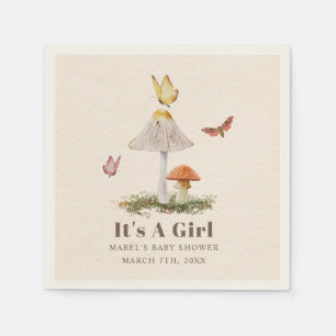 Serviette En Papier Champignons Papillons Woodland Girl Baby shower Na