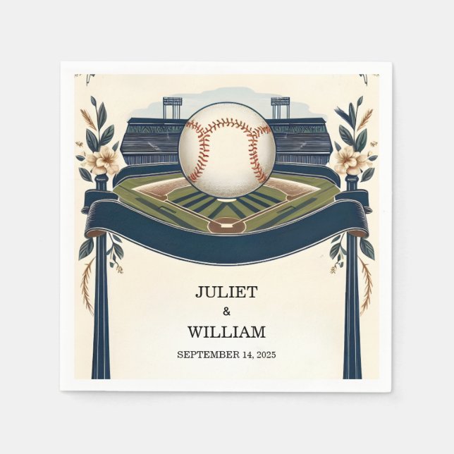Serviette En Papier Champion Team Ball Field Mariage de baseball (Devant)