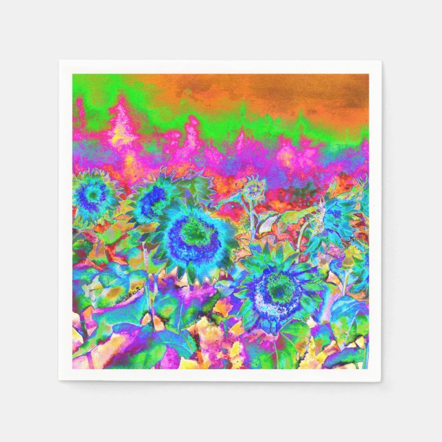 Serviette En Papier Champs de tournesol - bleu (Devant)