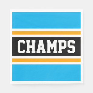 Serviette En Papier CHAMPS Sportif Ciel Lumineux Bleu Noir Jaune Strip