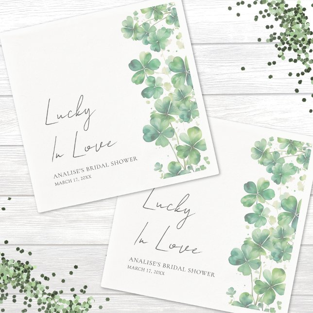 Serviette En Papier Chanceuse en amour Fête de la Saint-Patrick Enterr (Lucky In Love St. Patrick's Day Bridal Shower Napkins)