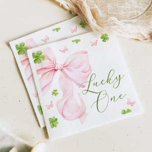 Serviette En Papier Chanceuse rose 1er anniversaire