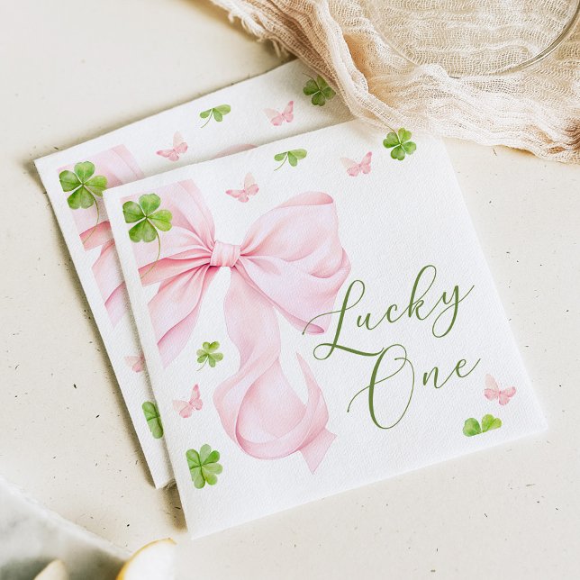 Serviette En Papier Chanceuse rose 1er anniversaire (Créateur téléchargé)