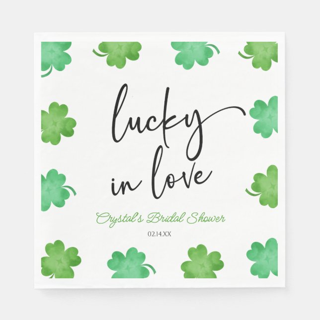Serviette En Papier Chanceux en amour Shamrock trèfle vert Enterrement (Devant)