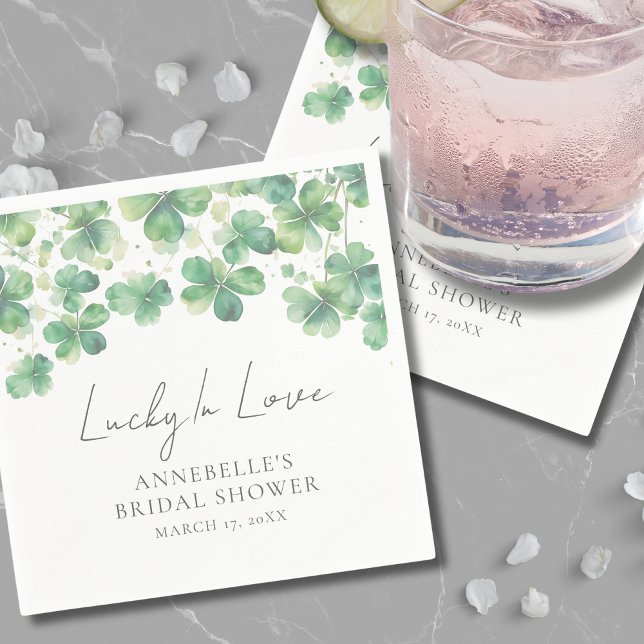 Serviette En Papier Chanceux en amour Trèfle Shamrock pour une fête de (Lucky In Love Shamrock Clover Bridal Shower Napkins

)