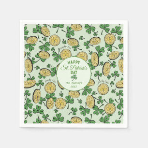 Serviette En Papier Chanceux Pièces et Vert Jour de la Saint Patrick S