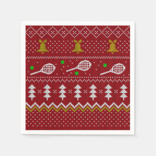 Serviette En Papier Chandail de Noël de Tennis Motif tricoté Rouge Noë