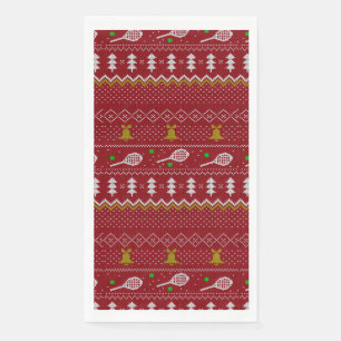 Serviette En Papier Chandail de Noël de Tennis Motif tricoté Rouge Noë