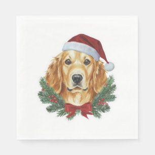 Serviette En Papier Chandail de Noël Golden Retriever chien Santa Chie