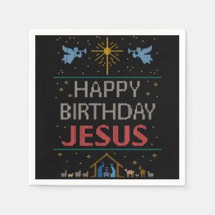 Serviette En Papier Chandail de Noël moche - Joyeux anniversaire Jésus