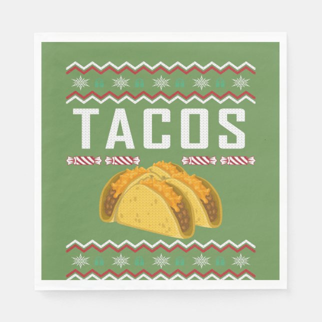 Serviette En Papier Chandail de Noël moche Tacos (Devant)