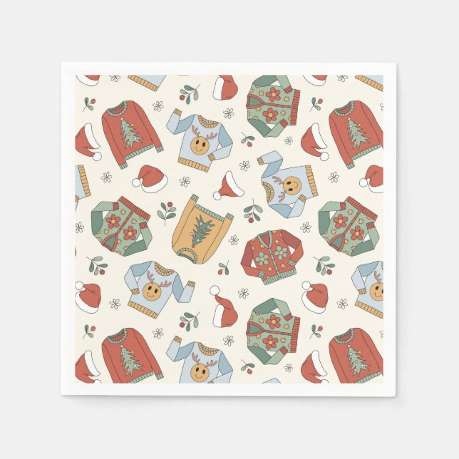 Serviette En Papier Chandails de Noël et Motif Casquette (Devant)