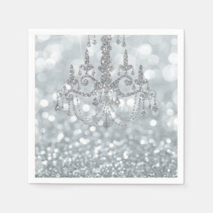 Serviette En Papier Chandelier blanc Parties scintillant en argent Bok