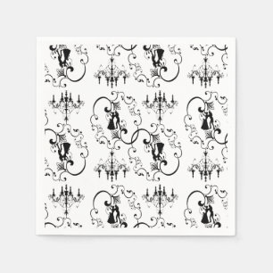 Serviette En Papier Chandelier de danse noir blanc