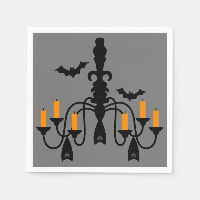 Serviette En Papier Chandelier d'Halloween et chauves-souris (Devant)