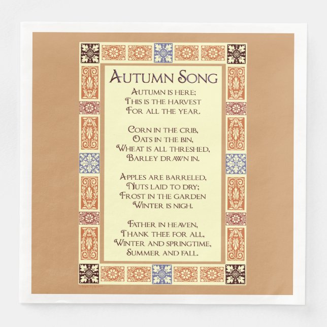 Serviette En Papier Chanson d'automne Vintage Harvest Art (Devant)