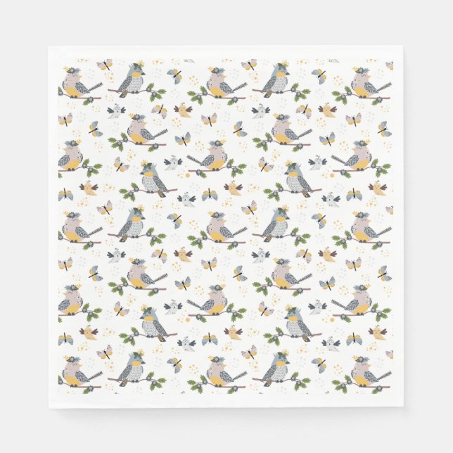 Serviette En Papier Chanson Oiseaux Papier Napkin (Devant)