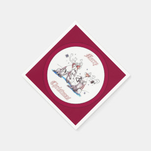 Serviette En Papier Chant Noël Caribou Vacances Conçu