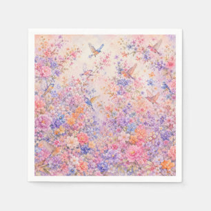Serviette En Papier Chants d'oiseaux parmi les fleurs