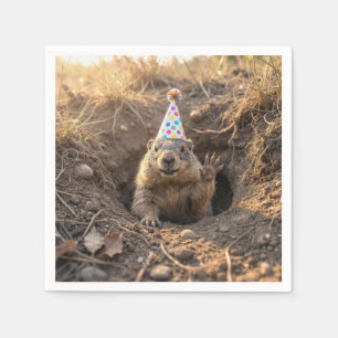 Serviette En Papier Chapeau d'anniversaire de marmotte
