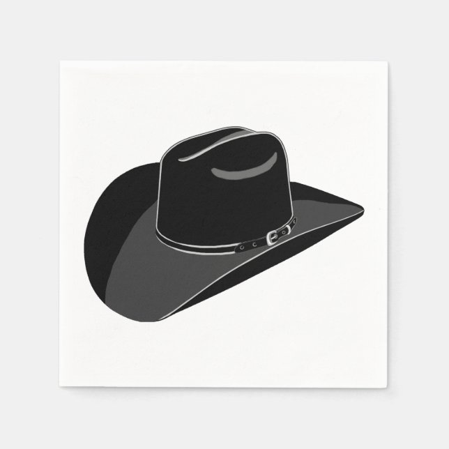 Serviette En Papier Chapeau de cowboy de campagne noir  (Devant)