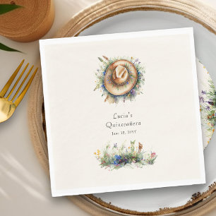 Serviette En Papier Chapeau de cowgirl fleur sauvage rustique Quincean