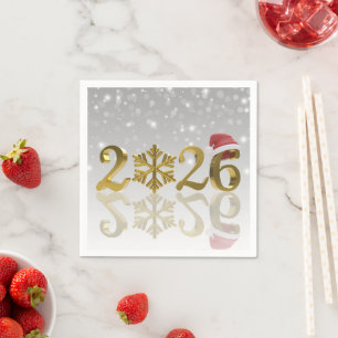 Serviette En Papier Chapeau de Père Noël et flocon de neige Bonne an