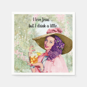 Serviette En Papier Chapeau de soleil de ménagère rétro Fleurs de cock