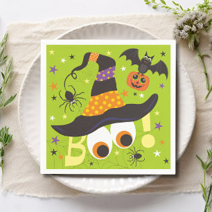 Serviette En Papier Chapeau de sorcière Boo Halloween mignon avec chau
