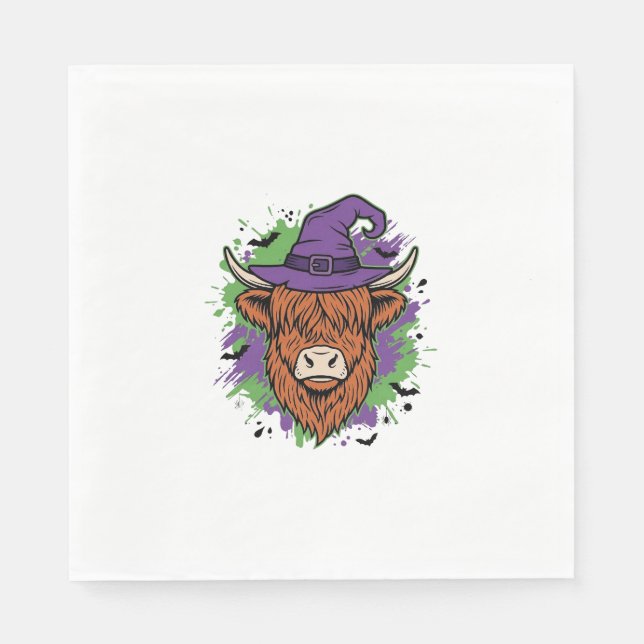 Serviette En Papier Chapeau de sorcière de vache des Highlands Hallowe (Devant)