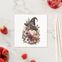 Chapeau de sorcière élégant avec citrouilles flora