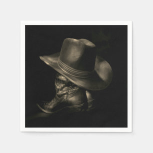Serviette En Papier Chapeau et bottes de cow-boy western Mouchoir en p