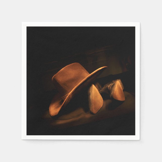 Serviette en papier Chapeau et bottes de cowboy de (Devant)