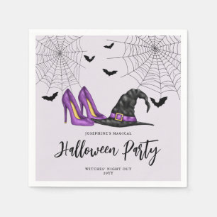 Serviette En Papier Chapeau et chaussures de sorcière violet pour soir