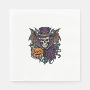 Serviette En Papier Chapeau Haut de Forme de Crâne de Halloween Ailes