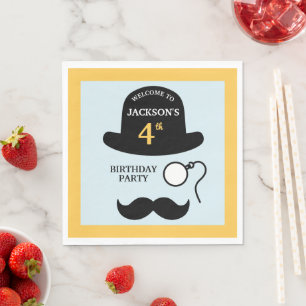 Serviette En Papier Chapeau melon mignon et monocle pour fête d'annive