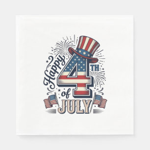 Serviette En Papier Chapeau patriotique vintage Happy 4 juillet Vector