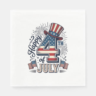 Serviette En Papier Chapeau patriotique vintage Happy 4 juillet Vector