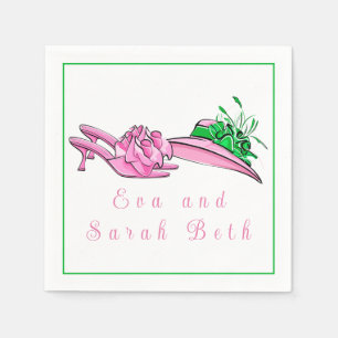 Serviette En Papier Chapeau rose derby et talons / Noms de script pers