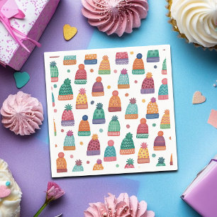 Serviette En Papier Chapeaux de laine colorés d'hiver