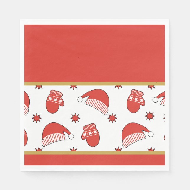 Serviette En Papier Chapeaux et mitaines de Noël (Devant)