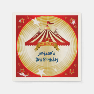 Serviette En Papier Chapiteau de cirque rouge, personnalisé, anniversa
