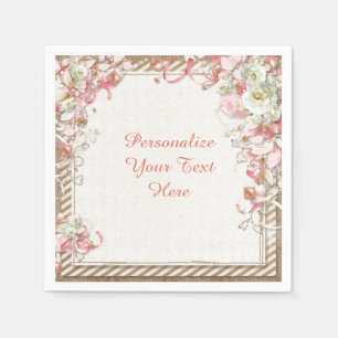 Serviette En Papier Chapiteau de fleurs de jardin floral élégant et ro
