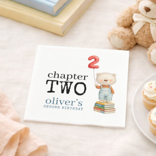 Serviette En Papier Chapitre deux Livres Ourson Garçon 2e Anniversaire