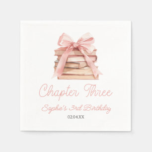 Serviette En Papier Chapitre Trois Livres à Ruban Rose Fête d'annivers