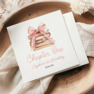Serviette En Papier Chapitre un nœud rose Livres fête d'anniversaire 1