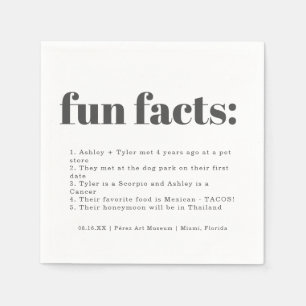 Serviette En Papier Charbon minimal moderne Fun Facts Mariage