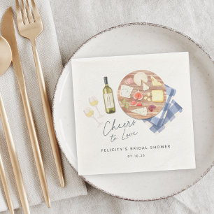 Serviette En Papier Charcuterie Board Vin & Fromage Cheers à l'amour