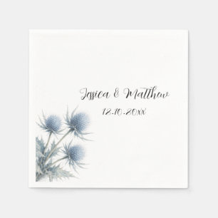 Serviette En Papier Chardon bleu floral Écosse mariages aquarelle